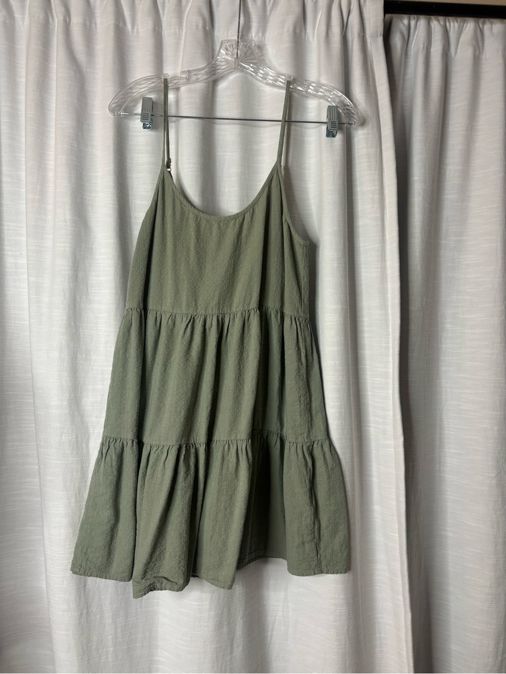 Cotton On Olive Green Tiered Spaghetti Strap Mini Dress